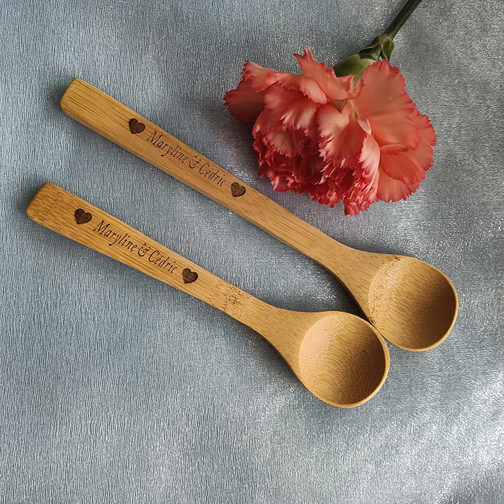 Personalized Bamboo Spoon with Engraved Name, Birthday Gifts, Wedding Spoon, Party Decor, Baby Honey Spoon, Company Gifts