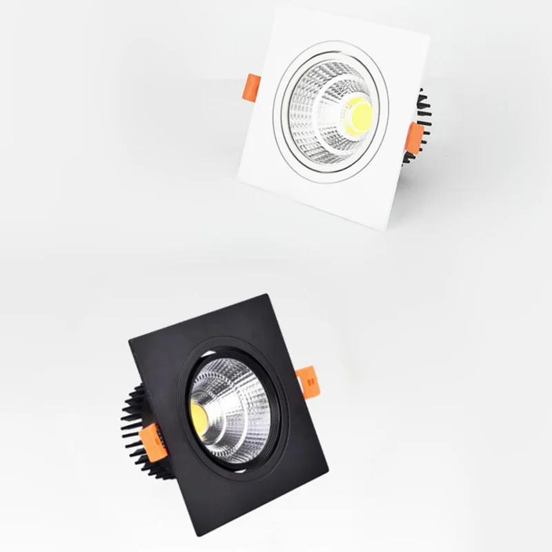 New Square Dimmable Recessed COB LED Downlights 7W 9W 12W LED Ceiling Spot Lights AC85-265V  Indoor Lighting