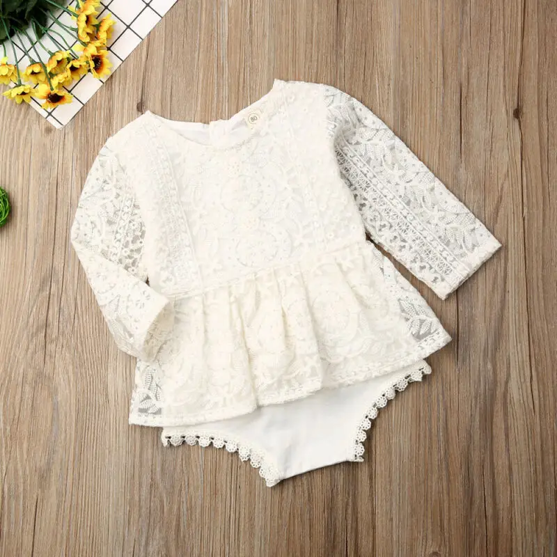 Blotona Cute Newborn Baby Girl Sleeveless/Long Sleeve Lace Romper Jumpsuit Tutu Dress Outfits Clothes 0-24M