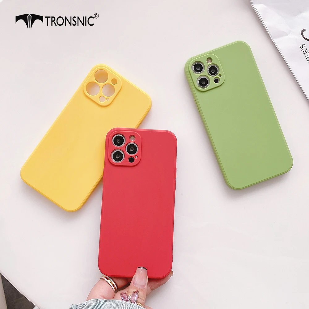 Plain Silicone Square Phone Case for iPhone 12 11 Pro Max XR Xs MAX Soft Matte Black Red Case for iPhone 6s 7 8 Plus Green Cover