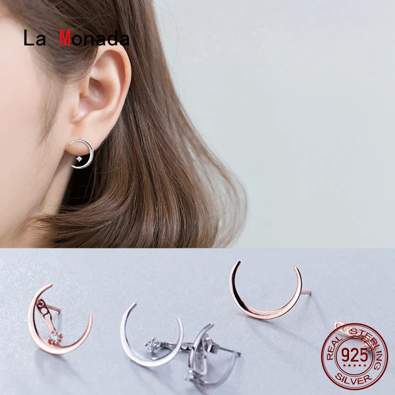 

La Monada Stud Earrings For Women Silver 925 Minimalist Moon Fine Women Earrings In Jewelry Stud Earrings 925 Sterling Silver