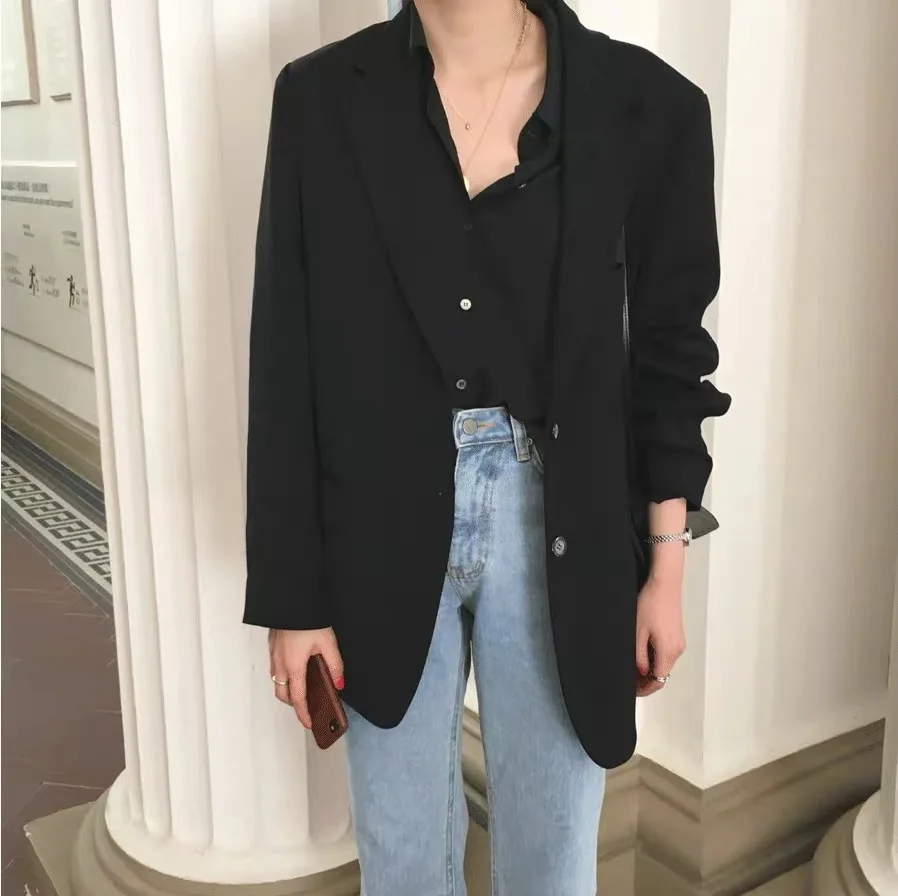 Loose Outerwear Women Suit In Stock Spring Summer Female Jacket Elegant Chic Single-Breasted Lady Coat