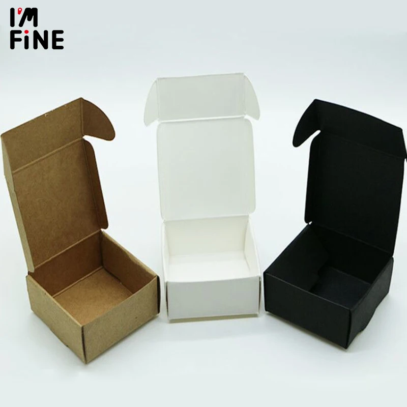 

200Pcs White Kraft Paper Box Black Cardboard Gift Box Brown Handmade Soap Boxes Small Jewelry Packaging Box 14 Sizes