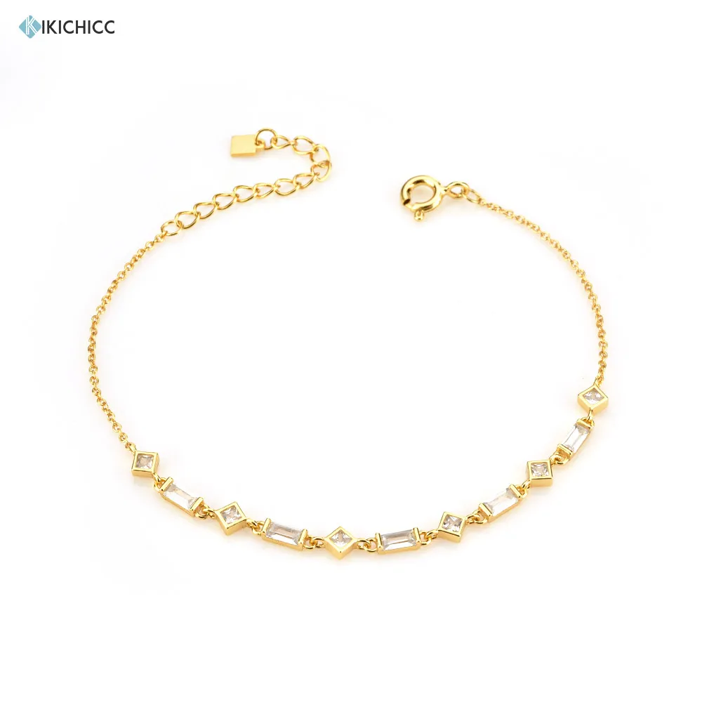 

KIKICHICC 925 Sterling Silver Gold Zircon Charm Chain Bracelet Pulsera de cadena JANET Cristal Oro 2021 Women Wedding Jewelry