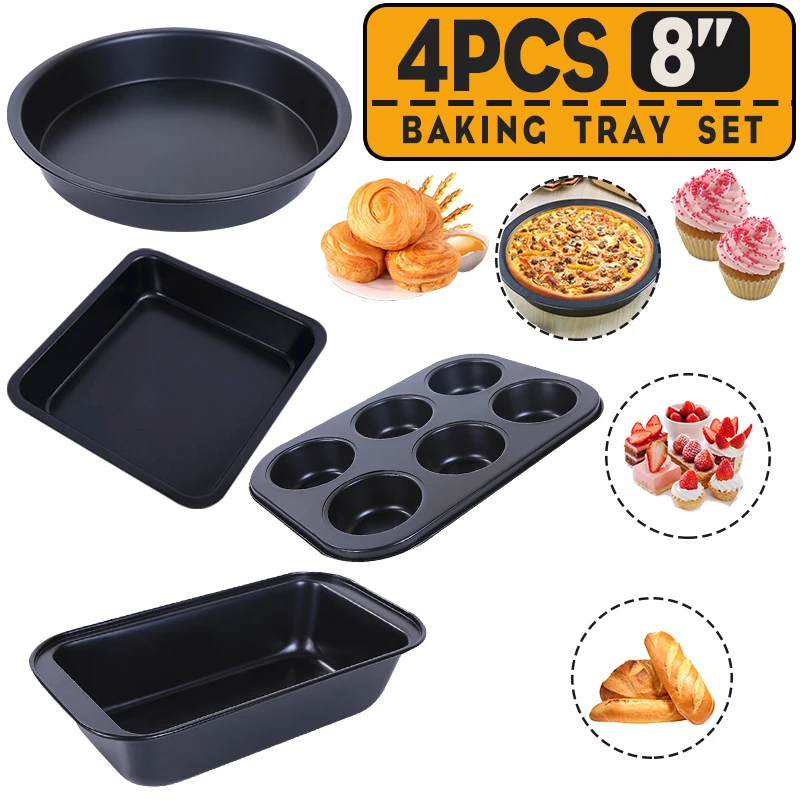 4-piece baking tool set baking household oven pizza baking plate bread novice non stick thickened cake mold