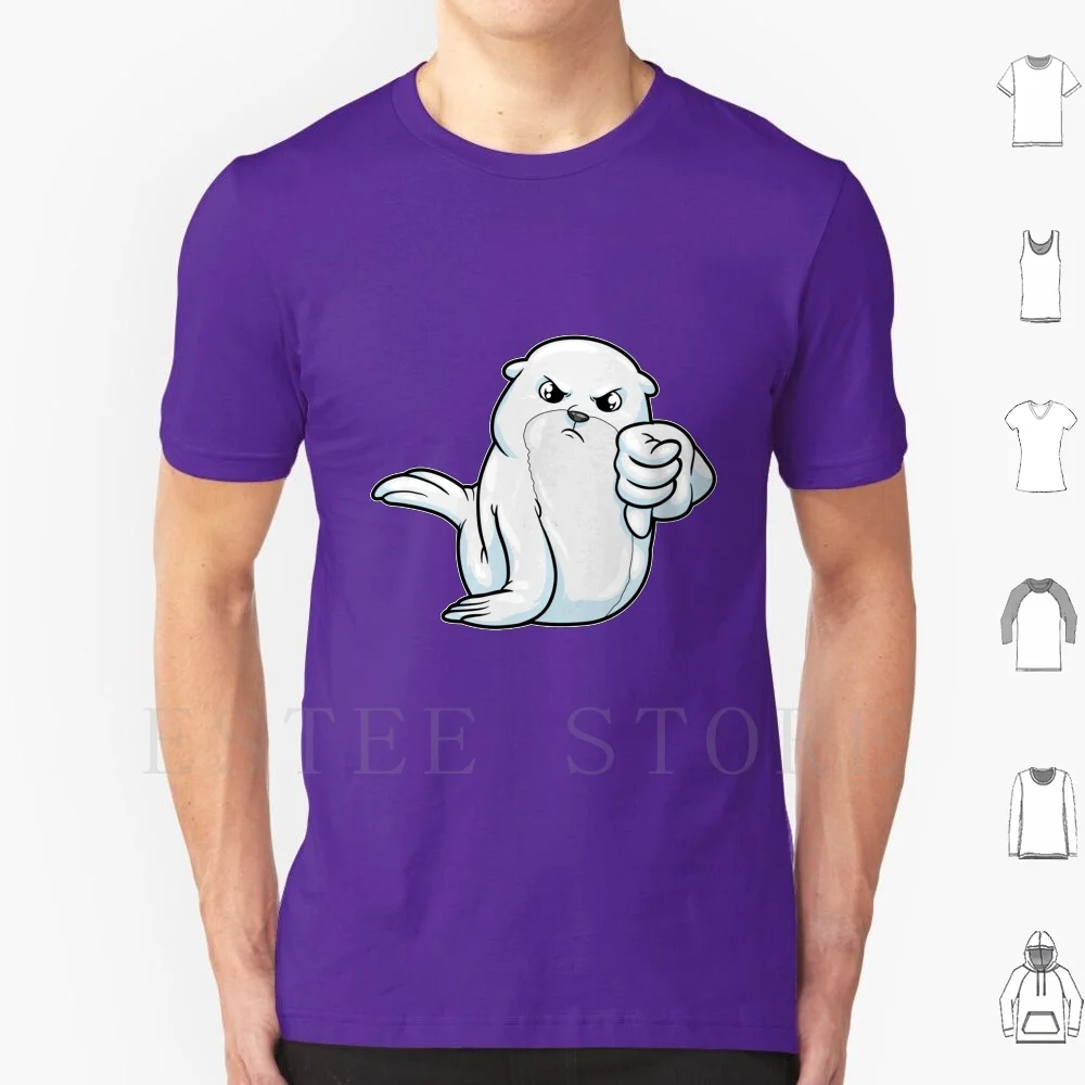 Seal With Thumb Down T Shirt DIY Big Size 100% Cotton Seals Fins Seals Types Walruses Ringed Seal Harp Seal Weddel Seal Leopard