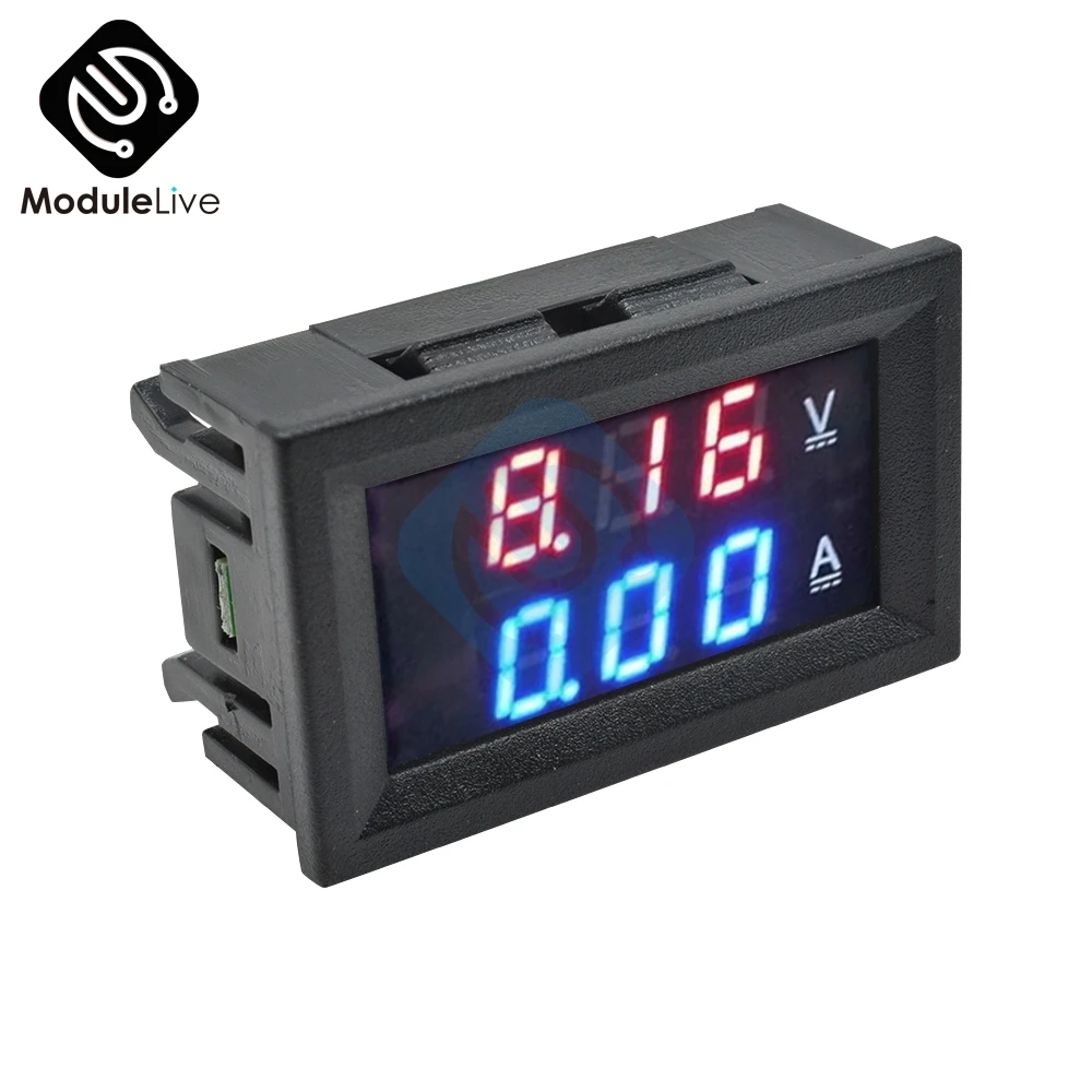 DC 100V 50A Voltmeter Ammeter Blue+Red LED Amp Dual Digital Volt Amp Meter Gauge+50A75mV FL-2 50A Shunt Voltmeter Car Module