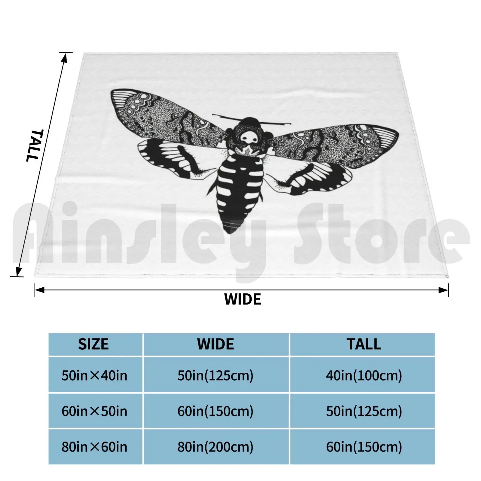 Deaths Head Moth Blanket Fashion Custom Moth Deaths Head Moth Insect Ink Hannibal Lector Silence Of The