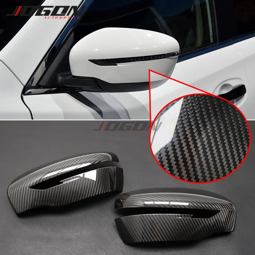 Car Side Rearview Rear View Mirror Cover For Nissan X-Trail T32 Qashqai Navara Serena C27 Real Carbon Fiber