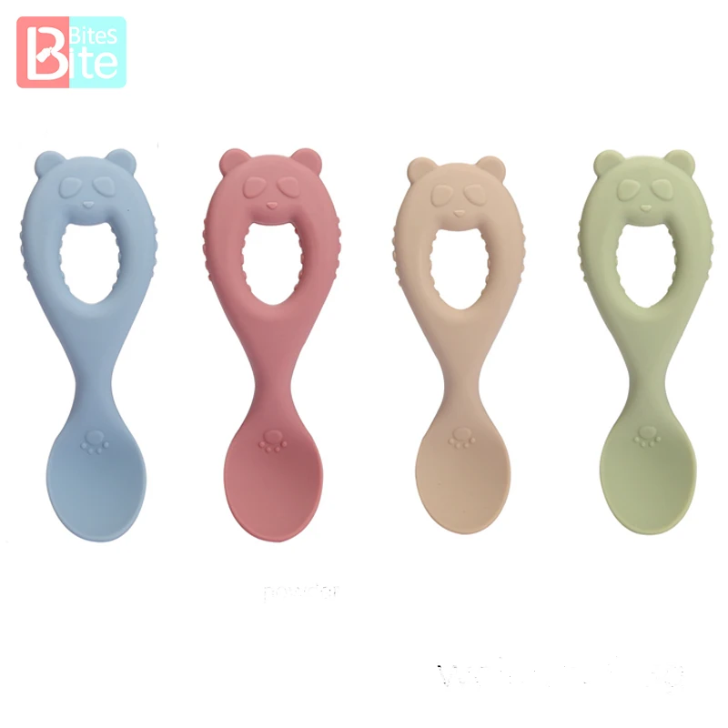 Bite Bites Baby Soft Silicone Spoon Feeding Tableware Learn To Eat Training Bendable Auxiliary Food Feding Children's Goods