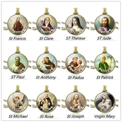 St Francis Patrick Michael Virgin Mary Necklace Christian Saint Pendant Necklace Religion Jewelry Gifts