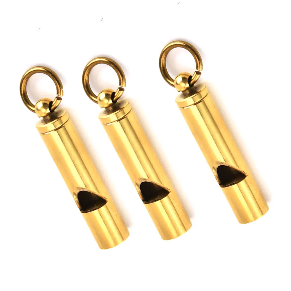 Outdoor Camping Boat Kayak Sailing Loudest Brass Whistle Emergency Survival Whistle With Key-Chain