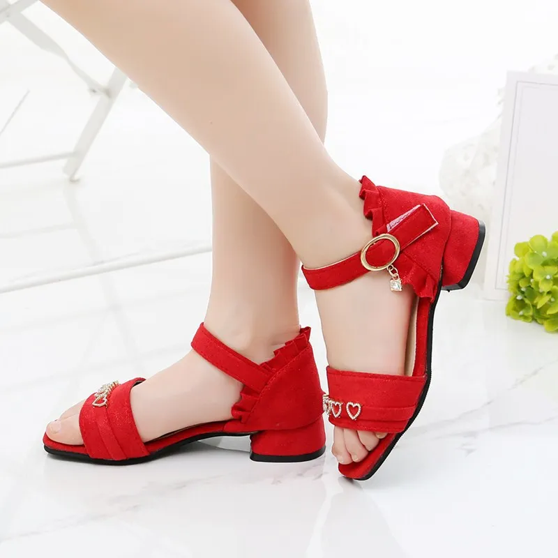 

Girls sandals summer new fashion little girl Korean high-heeled princess shoes in the big KID non-slip Roman shoes 1-16t