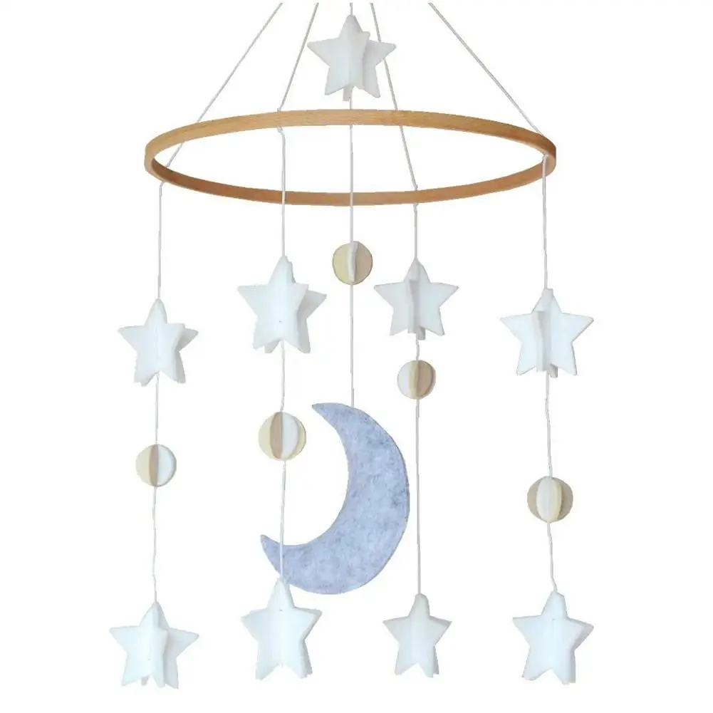 Colgante de fieltro para cuna de bebé, móvil con fieltro, estrella, Luna, carillón de viento, decoración para cama de bebé, regalo perfecto para recién nacido