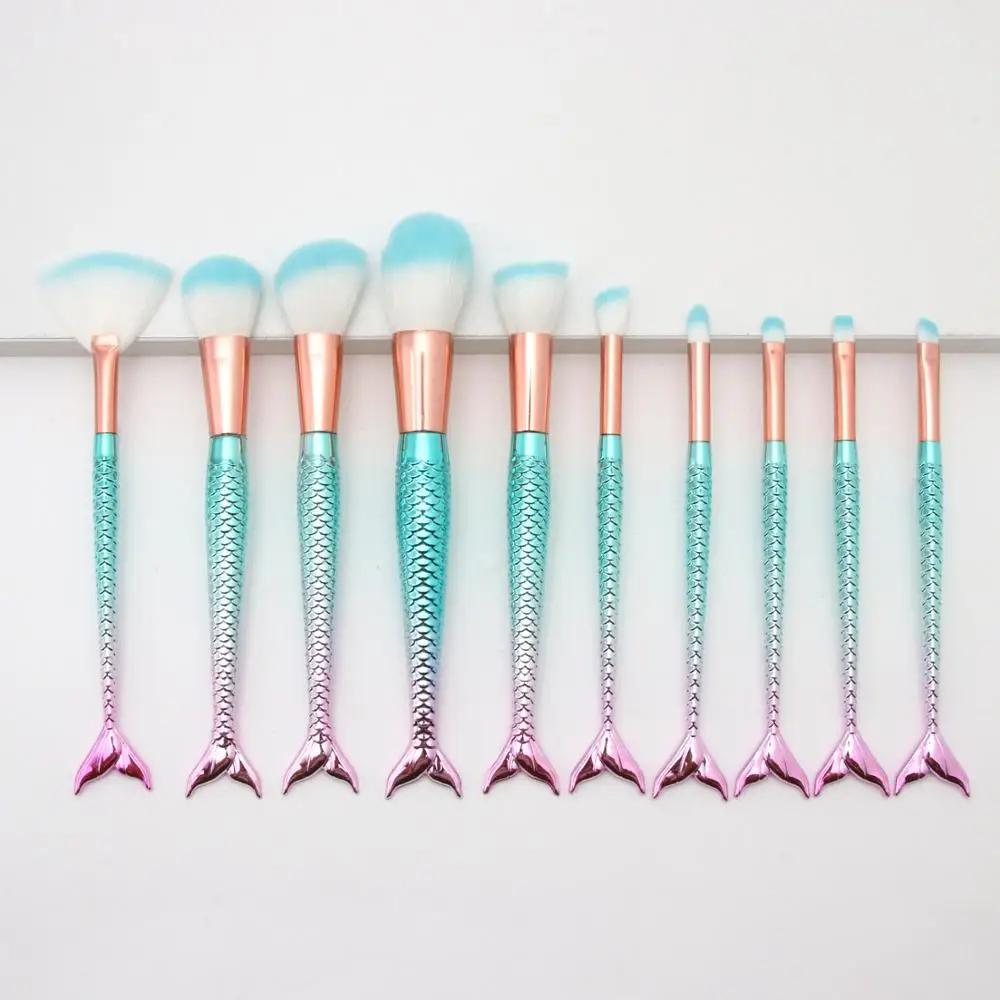 Professional Manufacturing low  10PCS mermaid Brushes Makeup Tools Private Label Makeup Brush custom logo