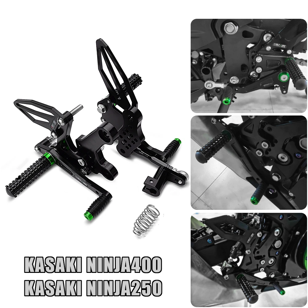 Penyesuai Pengendara Motor Pijakan Kaki Belakang Set Belakang Sandaran Kaki untuk Kawasaki Ninja 400 Z400 2019-2023 Ninja400 Ninja 250 Z 400