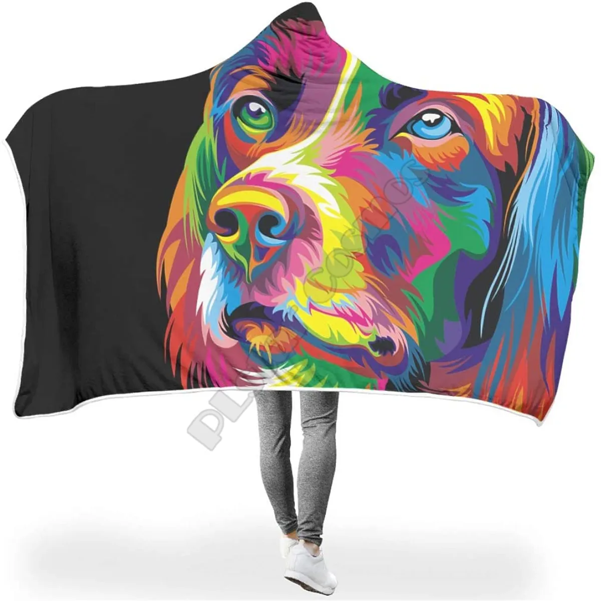 

Colorful Animals Dog 3d printed Hooded Blanket Adult child Sherpa Fleece Wearable Blanket Microfiber Bedding Drop Shipping