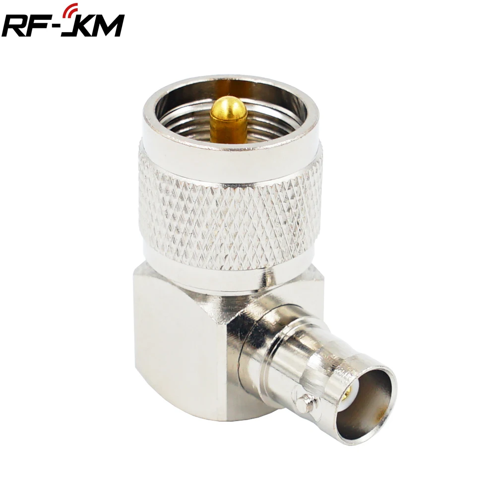 1PCS UHF PL-259 Male to BNC Female Right Angle Adapter Connector UHF PL259 Male to BNC Female Connector brass for computer LAN