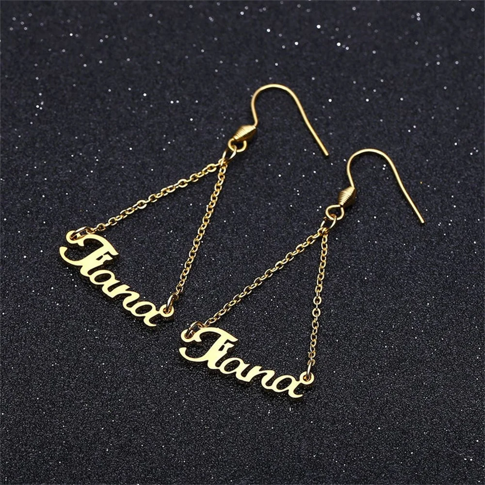 Customized Zipper Name Pendant Earrings Fashion Stainless Steel Women's Jewelry