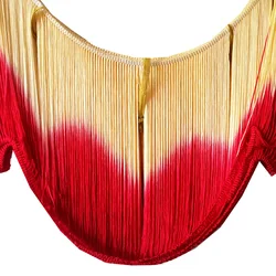 10 Yards Latin Fringe Tassel Dip Dye Ombre Soft Rayon Latin Macrame Dance Dress Trimming Samba Tassel Yellow Red 25CM Long