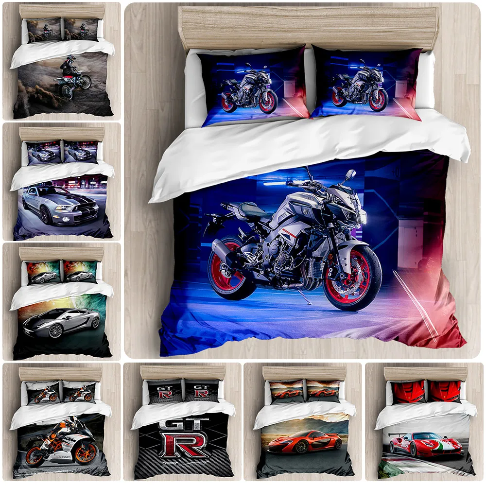 

Locomotive Series Bedding Set Motorcycle Duvet Cover For Kids Home Textile Comforter Quilt Cover Single Double Queen King Size