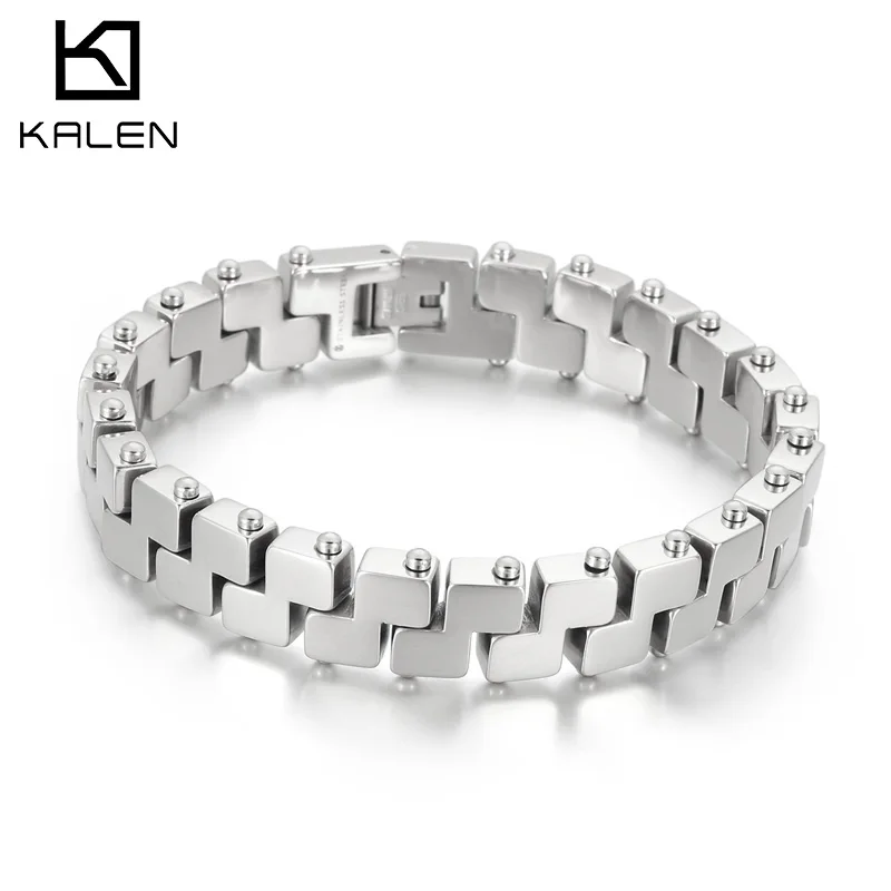 Kalen Punk Metal Bicycle Chain High Quality Stainless Steel Men\'s Bracelet Birthday Gift Jewelry