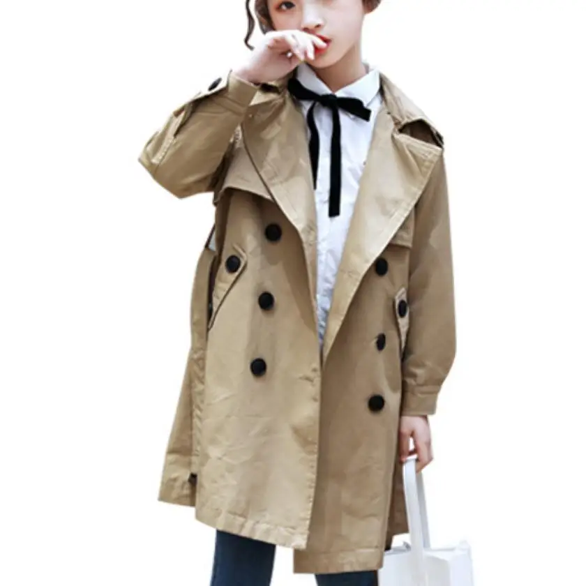 spring autumn fashion Double-breasted baby girl trench coat Casual Outerwear for Kids