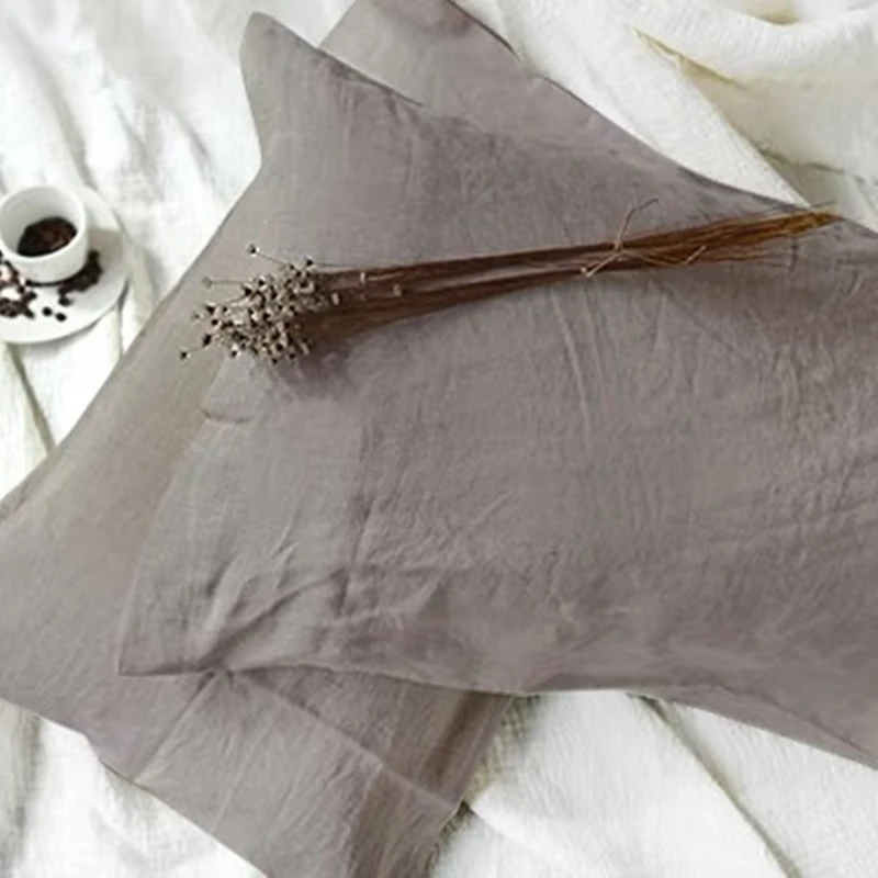 100% Linen Pillowcases Letter Type Ivory white Gray Pink Natural Linen colors Pillowcases 48 x 74 cm 2 pieces on sale