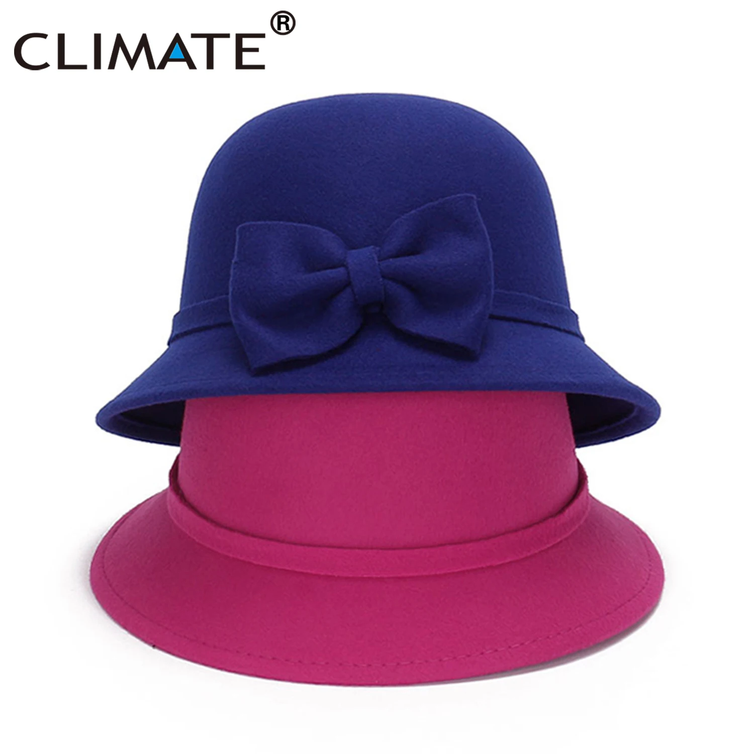 CLIMATE Women Bowknot Fedora Hat Women  Fashion Fedoras Girls Ladies Bowknots Cap Mom Hat Nice Polyester Woolen Cap Hat