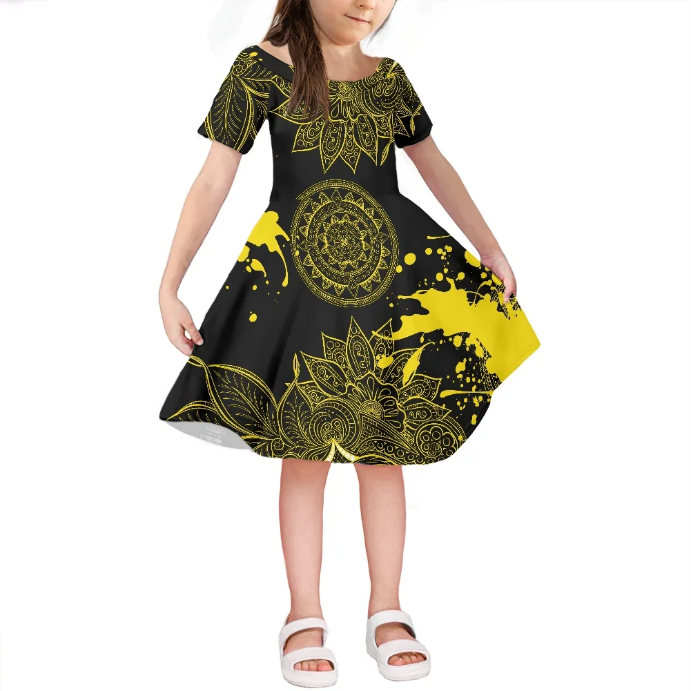 

Kids Autumn Dresses For Girls Polynesian Hawaii Princess Dress Girl Short Sleeve Party Vestidos Girls Dress Children Clothing