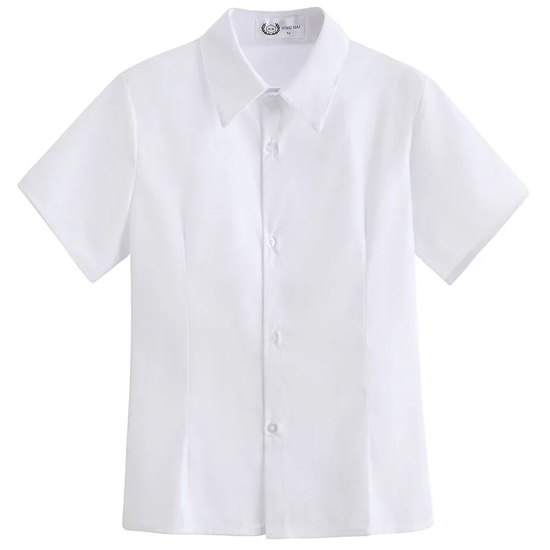 Camicia calda coreana uniforme scolastica College Wind Jk estate nuova scollo a v manica corta uniforme da lavoro studente top camicia bianca allentata