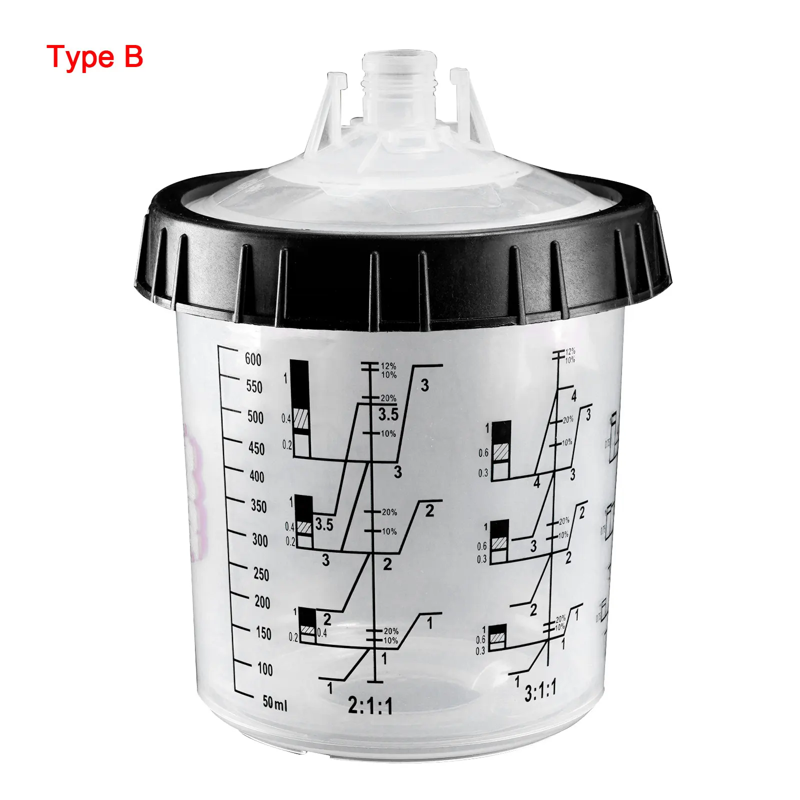 4Pcs Paint Spray Gun Cup Lids and Liners Kit 160/400/600/800ml Paint Mixing Cup PPS H/O Quick Paint Cups for Cars Paint Cups