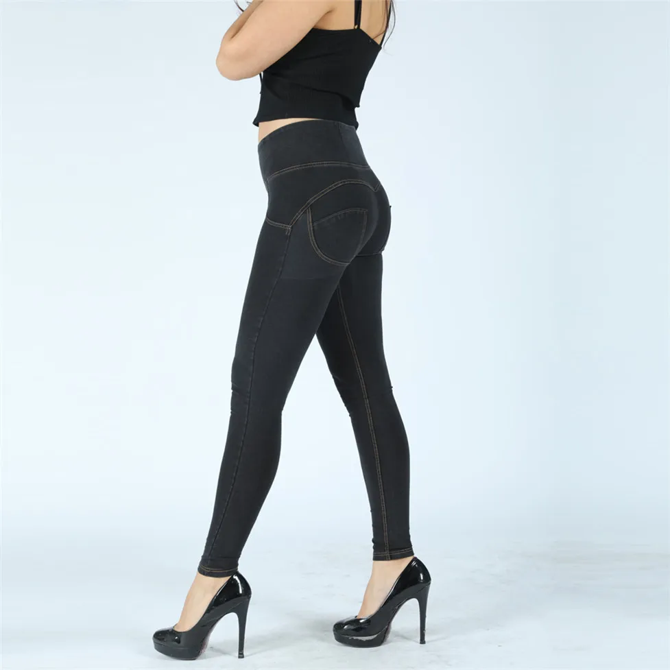 Shascullfites-Jean Slim Super Skinny pour Femme, Taille Haute, Compression, Noir