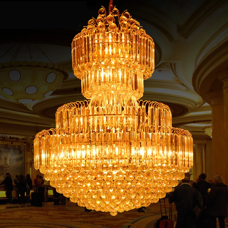 

Luxury Large K9 Gold Crystal Chandelier Lustre Led Modern Chandelier Lighting Customizable Chrome Living Room Lobby Hotel