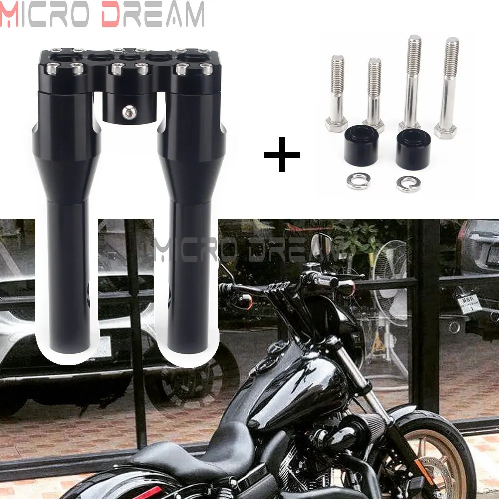 

Black 6"-12" +1" Handlebar Riser Kit Motorcycle 28mm 1-1/8" Straight Modular Handlebar Risers Top Clamp for Harley Softail Dyna