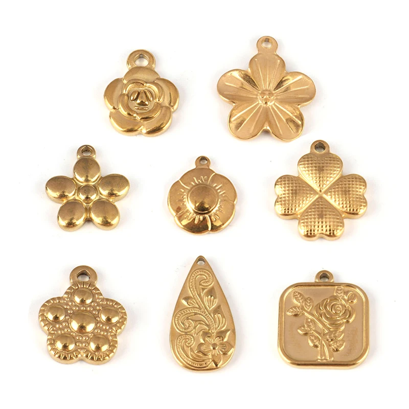 

5pcs Stainless Steel Charms Flower Pendant For DIY Necklace Bracelet Accessories Jewelry Making