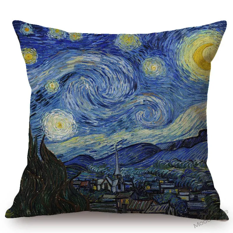 Van Gogh Starry Starry night Sower World Famous Impressionism Oil Painting Cotton Linen Sofa Pillow Case Linen Cushion Cover