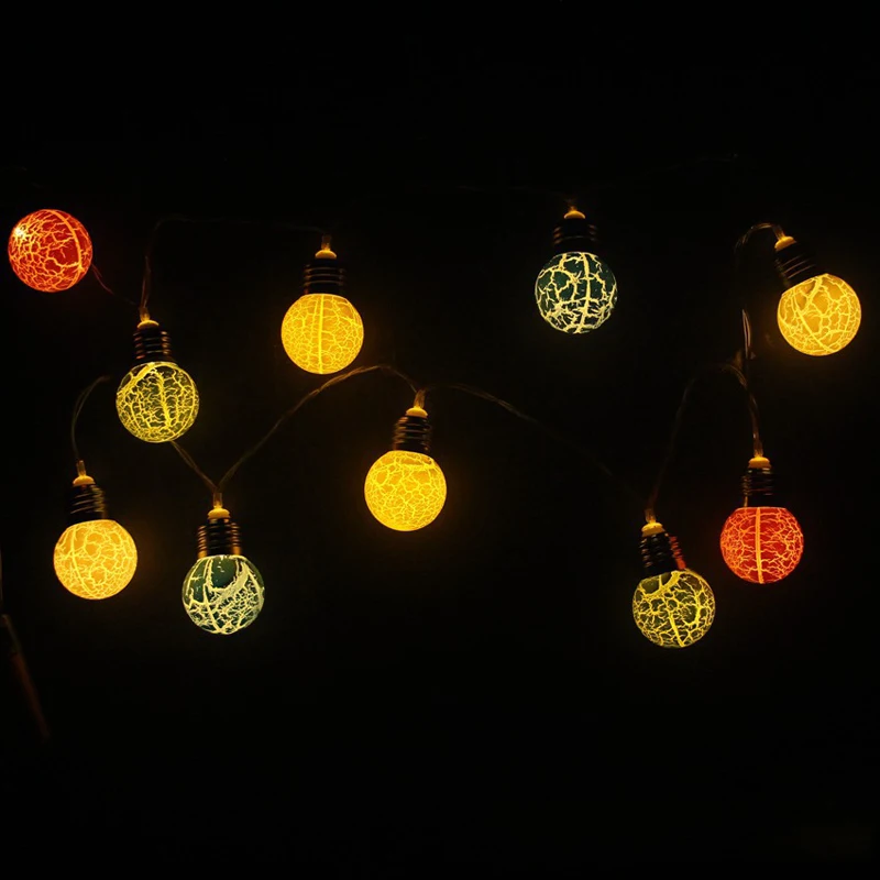 LED String Terrasse Lichter Riss Ball Fee Girlande Lampe 1,5 m/3m Runde Form Weihnachten Halloween Lichter outdoor