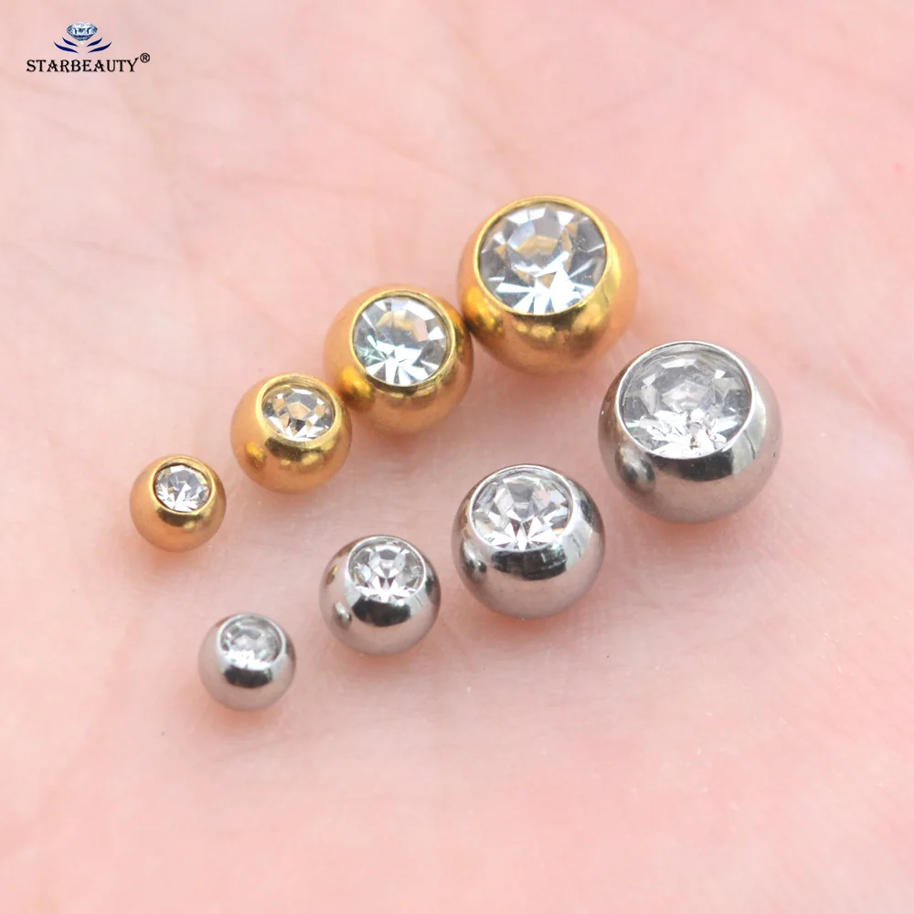 10Pcs 14G/16G 3/4/5/6mm Bottom Hole Screw Crystal Replacement Ball End Beads Helix Piercing Balls Belly Body Jewelry Accessories