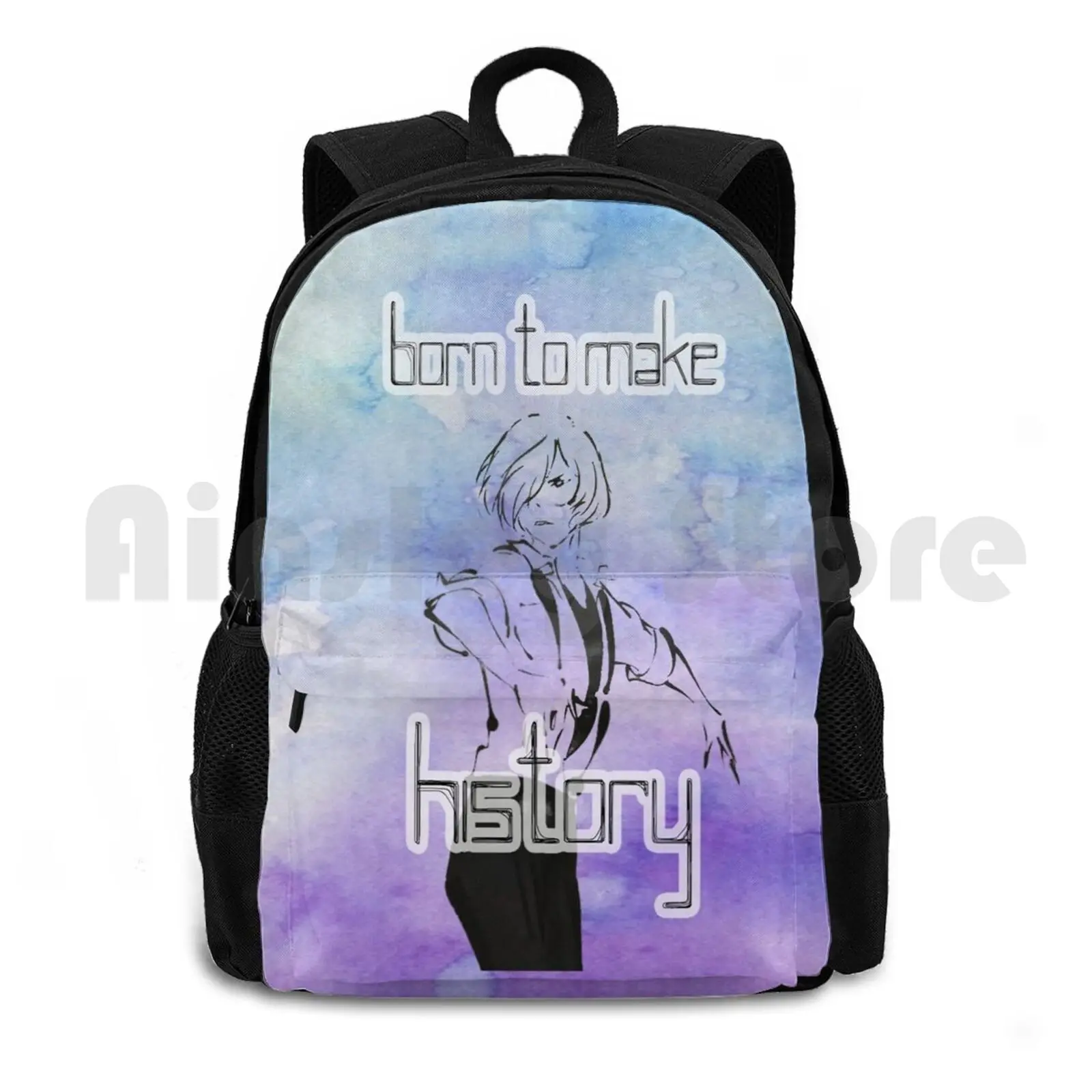 Plisetsky-Born To Make History Outdoor Hiking Backpack Waterproof Camping Travel On Ice Viktor Anime Manga Japan Kawaii Ikemen