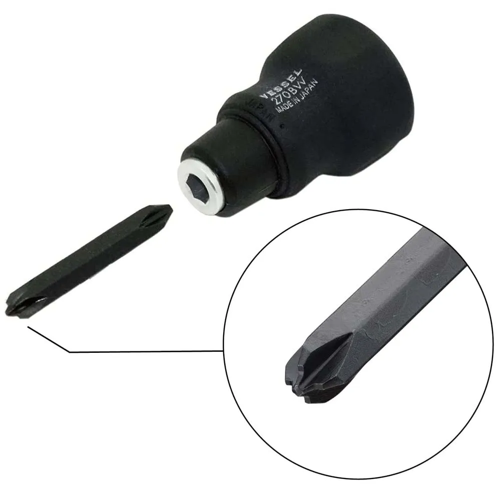 

Japan Vessel Cushion Stubby Bit-replaceable Grip Screwdriver No.270BW