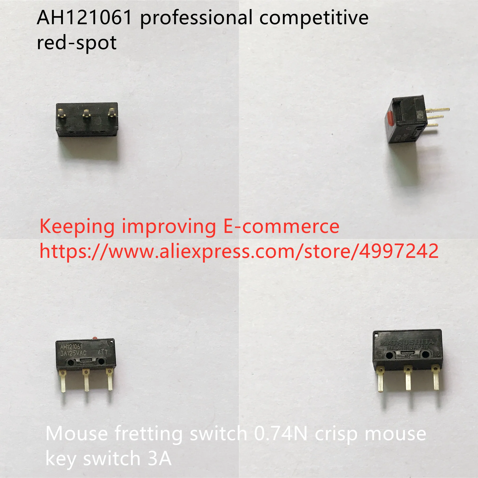 

Оригинальный новый 100% AH121061 профессиональный конкурентоспособный переключатель для настройки мыши с красной точкой 0,74N микропереключатель для хрустящей мыши 3A