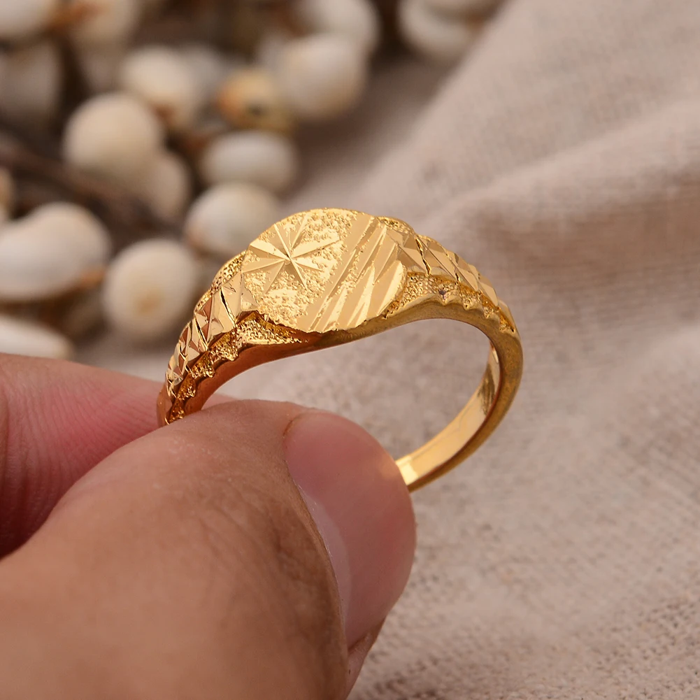 Dubai African Small  Gold Color Rings for Women Girls Arabian Middle East Jewellery Ring  Woman Mama Best Gifts