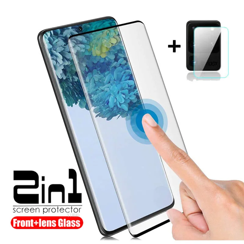 2 IN 1 Tempered Glas Screen Protector For Samsung Galaxy S20Ultra Protective Glass On For Samsung S20 Ultra S 20 Plus S10 S10E