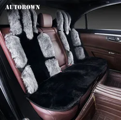 AUTOROWN Long Wool Faux Fur Cover For Back Car Seats Universal Size Automobiles Accessories High Quality Artificial Plush 3Color