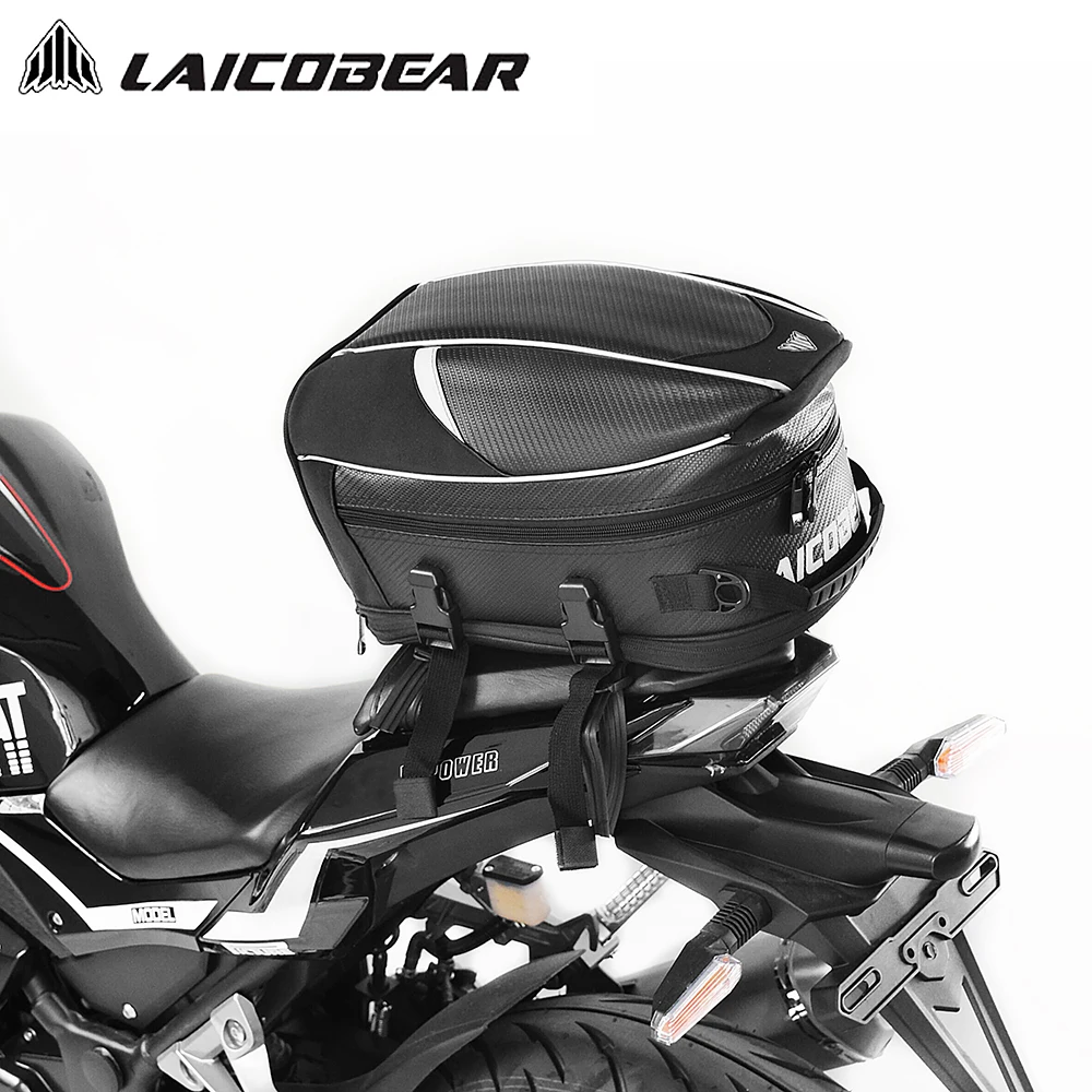 Motorcycle Tail Bag Black Motorbike Waterproof Tail Travel Rider Luggage Rear Back Seat Bag Large Capacity Saddle Bag 