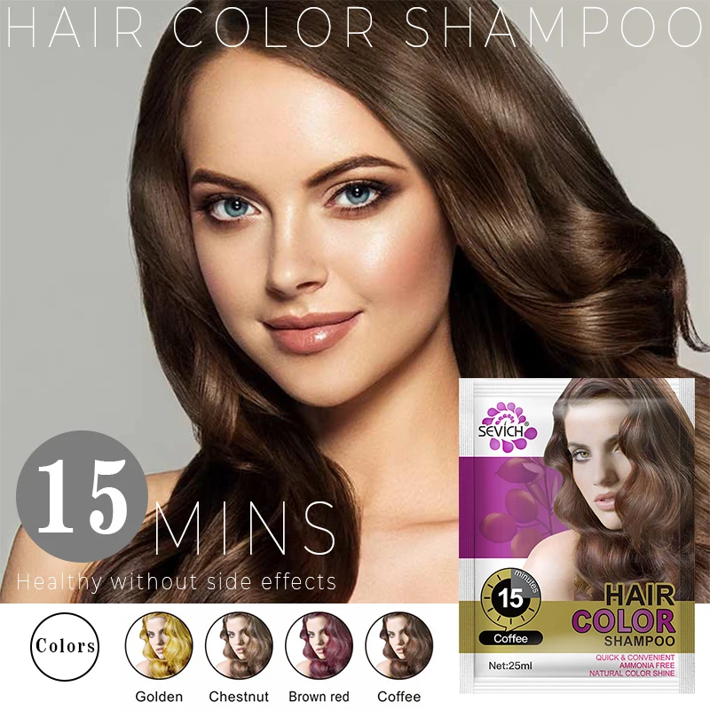 Sevich 25ml Black Hair Shampoo for Hair Dye Gel  5 Color Hair Color Gel 5 Minutes Grey White Hair Removal Dye Darkening Shiny