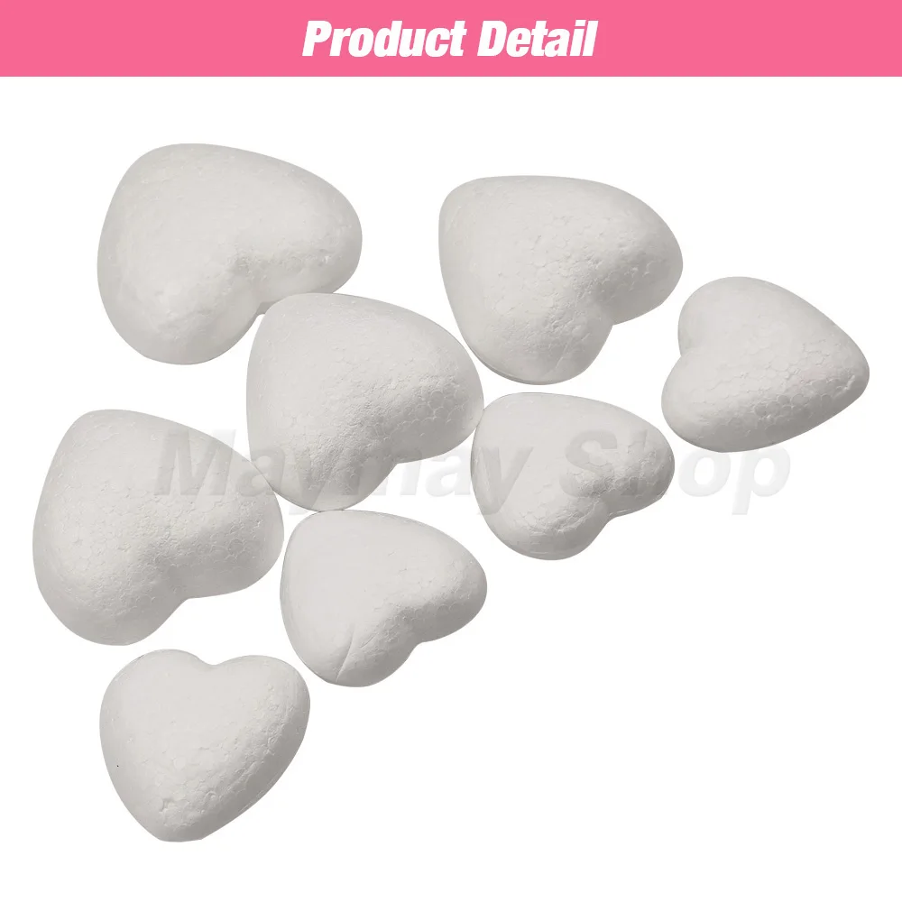 Polystyrene Styrofoam Heart Modelling Foam Solid Heart For Valentine Christmas Wedding Party DIY Craft Decoration Supplies