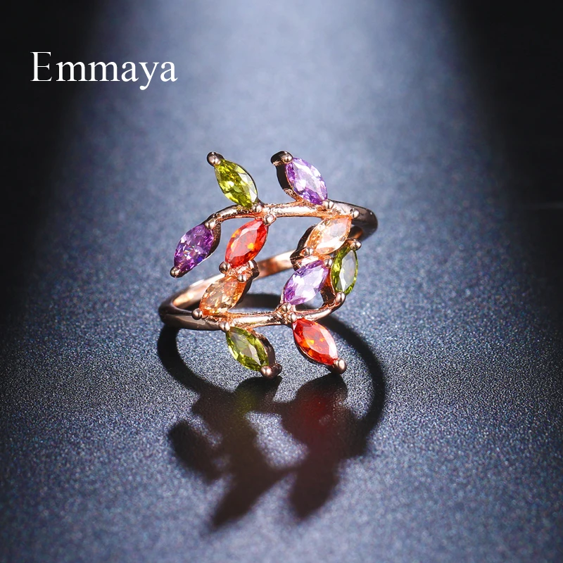 Emmaya Fascinating Irregular Round Design Ring For Female Fashion Jewelry With Colorful Zirconia Charming Dress-Up Dinner Gift