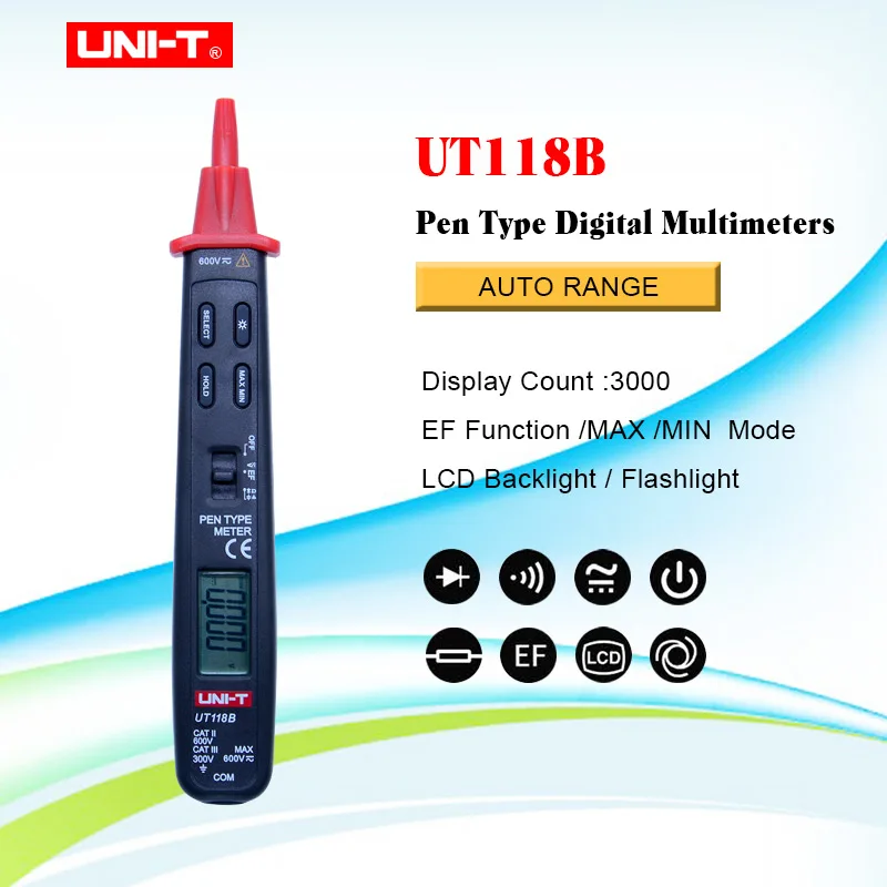 

Цифровой мультиметр Uni-t Ut118B, 3000 отсчетов, Ac/dc